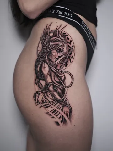 Fotografia real de un tatuaje blackwork en Arkadia