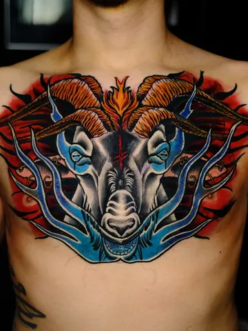 Fotografia real de un tatuaje neo-tradicional en Arkadia