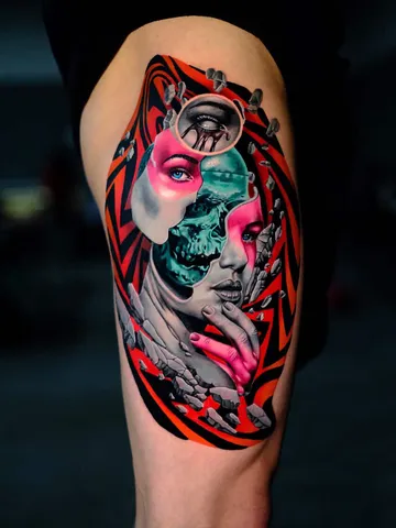 Fotografia real de un tatuaje new school en Arkadia