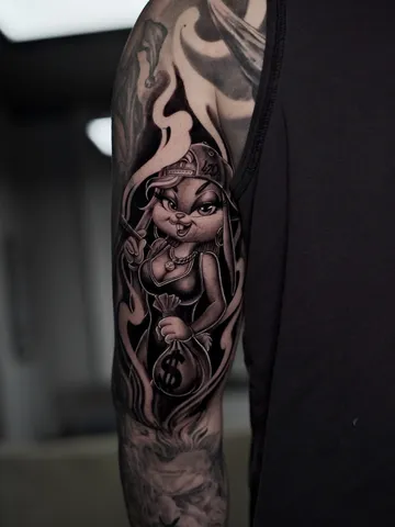 Fotografia real de un tatuaje new school en Arkadia