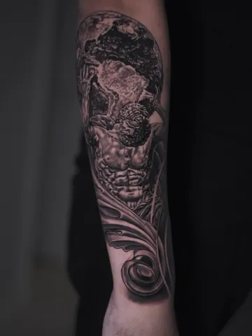 Fotografia real de un tatuaje realismo en Arkadia
